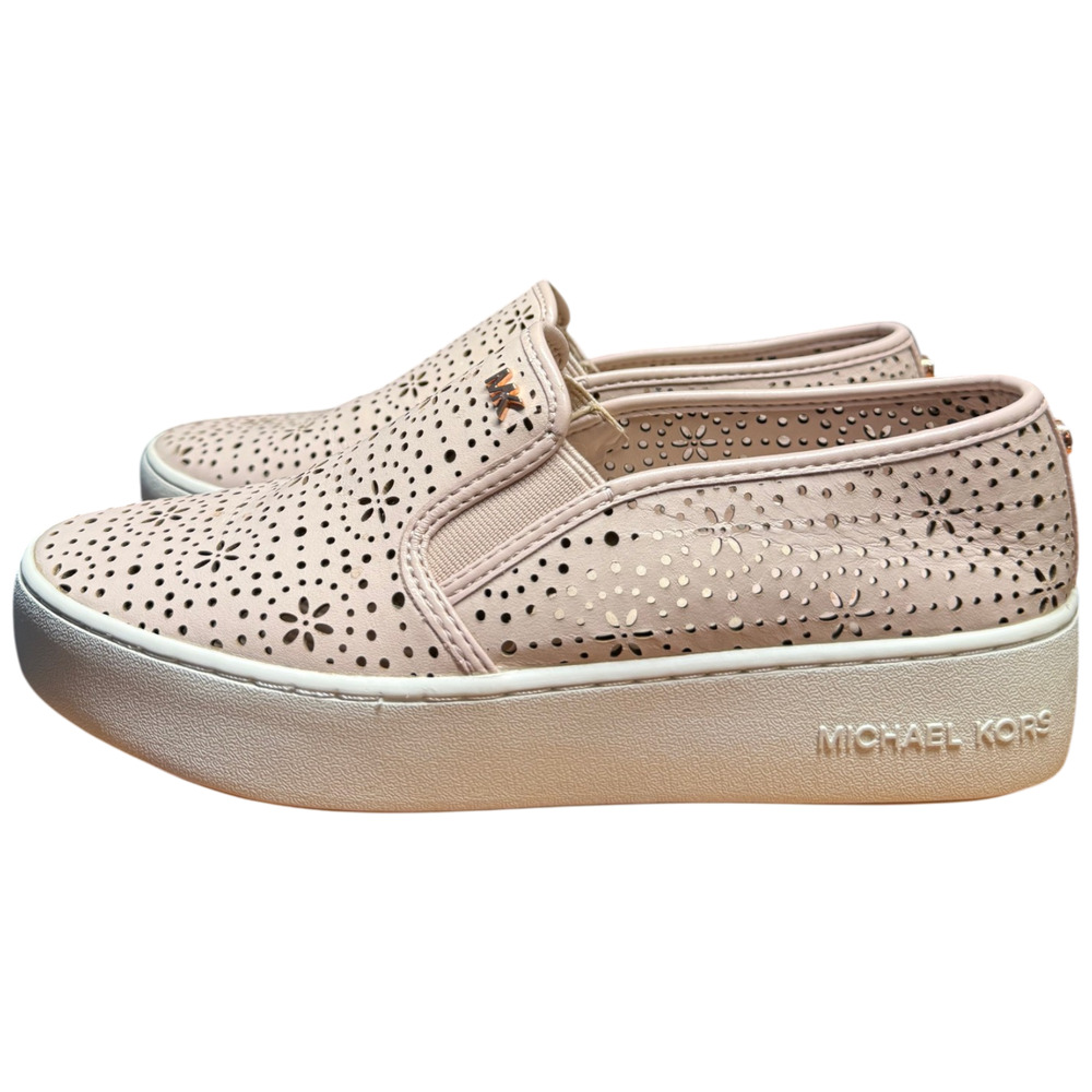 MICHAEL KORS Trent Slip On Women's 7.5 Soft Pink Perforated Leather Sneakers